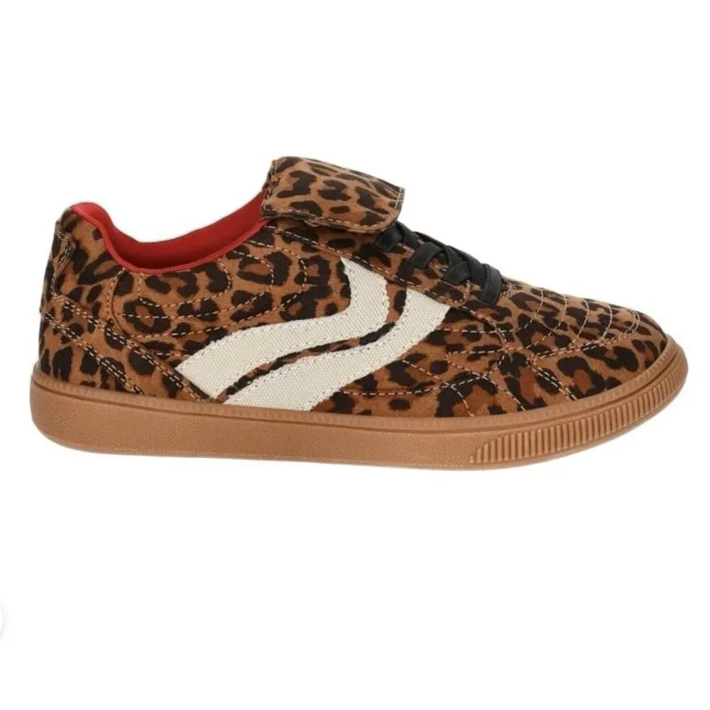 Madden NYC Girl’s NEW Fold Over Sneakers Leopard Print Lace Up Shoes Casual Sz 6